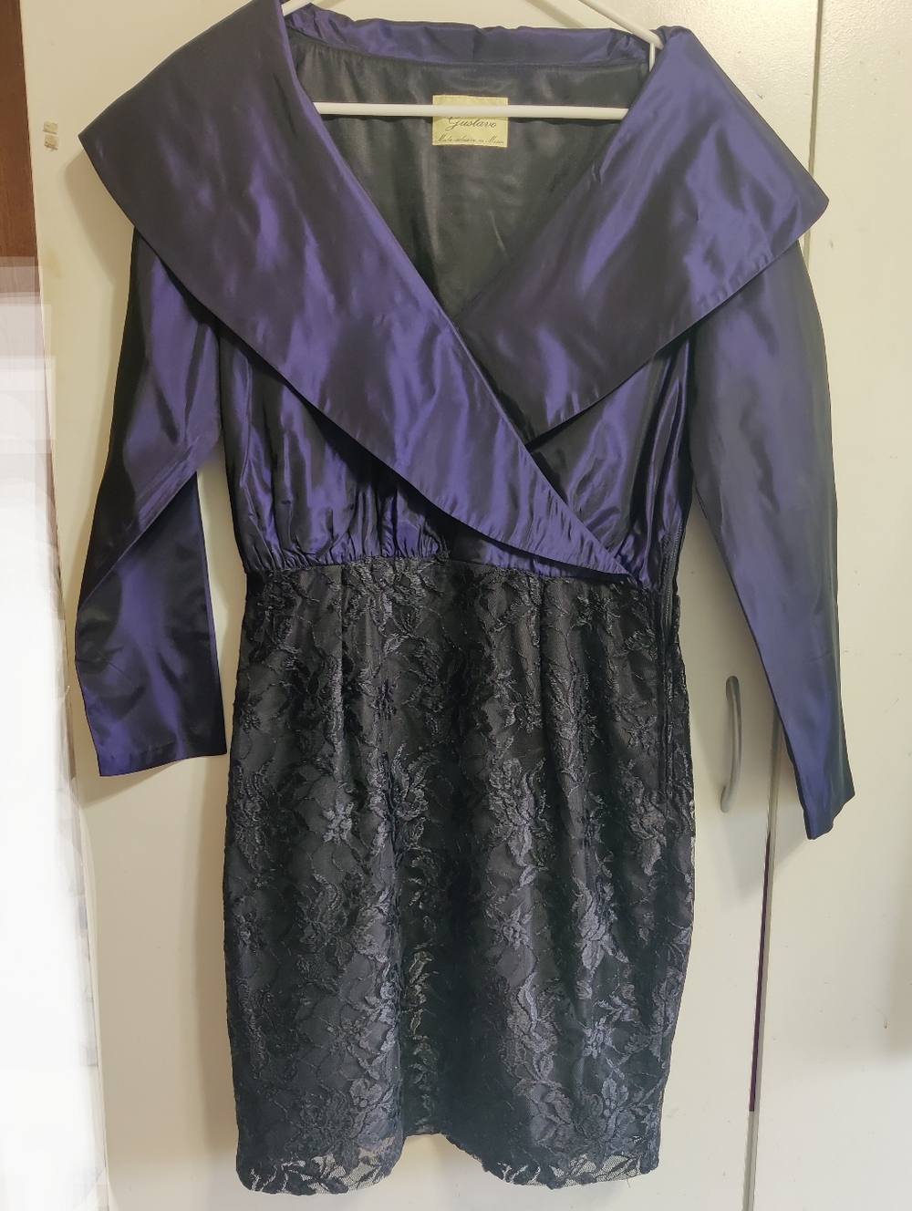 Elegant Purple and Black Lace Long Sleeve Cocktail Dress NWOT
